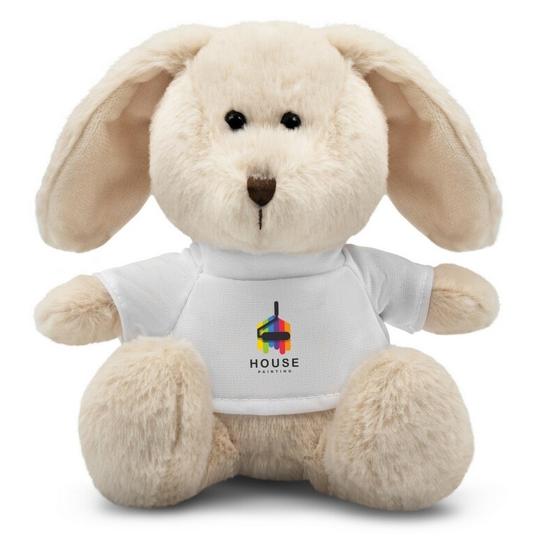 Pluszowy zając z białą koszulką do nadruku